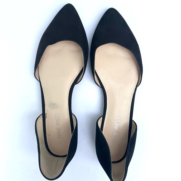 Nine West flats black leather pointed toe shoe sz 6 starship classic fall office - Picture 3 of 10